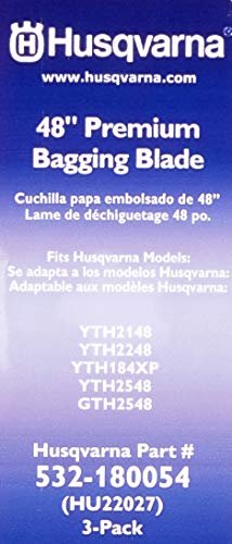 Husqvarna HU22027 48-Inch Premium Hi-Lift Bagging Blade, 3-Pack, Orange